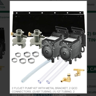 FLOJET PUMP KIT WITH METAL BRACKET, 2 QCD CONNECTORS, (2) 60'' TUBING, (1) 12'' TU