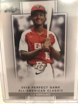 2018 CJ Abrams Leaf Perfect Game Nike AA Classic Aflac Game-Day SP Rookie