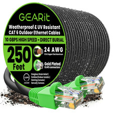 Gearit Cat6 Ethernet Cable 250Ft Outdoor Direct Burial Cat 6 Cable 24Awg High