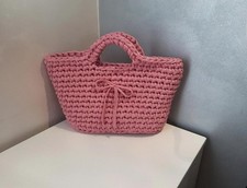 borsa uncinetto fatta a mano, grandezza media, rosa antico, chiusura magnetica