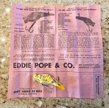 Eddie Pope $ Co.  Crankbait -  AProx 3"  - Yellow & Black - "Pristine Condition"