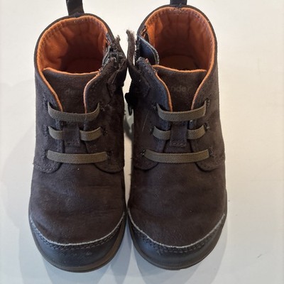 Stride Rite Made 2 Play Crawford Kid's Boot  8 M Brown Elastic Laces Side Zipper