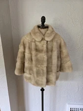 Blonde Azurine Mink Fur Coat Crop Jacket Shrug Bolero Size M