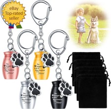 4 Pcs Pet Urns Keychain for Dogs Ashes Keepsake Stainless Steel Small Pet Cremat