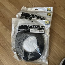 Lot 3 100ft Cat5 CAT5e Rj45 Patch Cable Black Ethernet Lan Modem Ethernet LAN