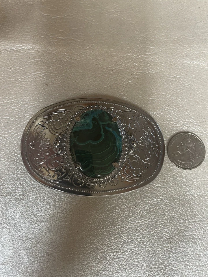 Изящный малахит хризоколла камень 30x40 мм. Комплект с винтажной пряжкой - Изображение 2 из 3