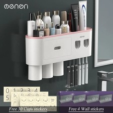 MENGNI Magnetic Adsorption Inverted Toothbrush Holder Wall Automatic Toothpaste