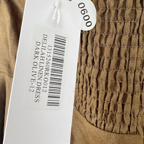Reformation Womens Delilah Linen Maxi Dress Dark Olive Size 12 NWT - Picture 10 of 10