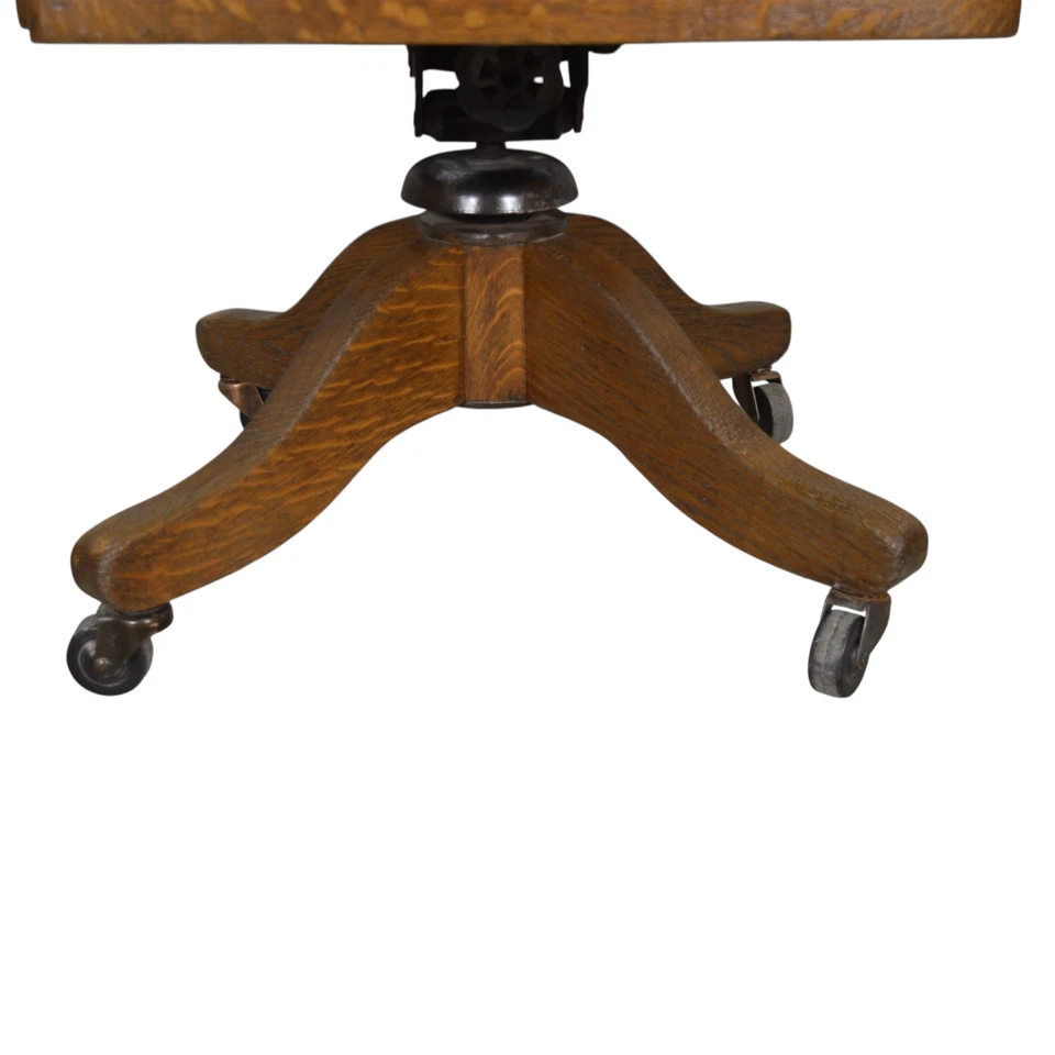 Antique Oak Lawyers / Bankers Swivel Tilt Office Chair 1910s #22416 - Image 2 of 4