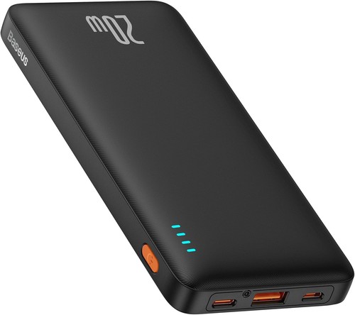 Baseus Portable Charger, 20W PD QC Power Bank Fast Charging, Obsidian Black