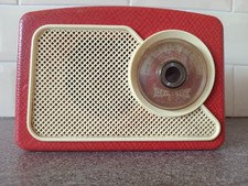 Dansette 222 Red/White Retro Transistor Radio 1963 Original Tested Work No Strap