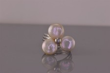 Sterling Silver 20mm White Freshwater Pearl Flower Triple Band Ring 925 Sz: 6