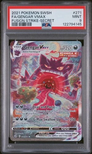 2021 POKEMON SWORD & SHIELD FUSION STRIKE SECRET #271 FULL ART/GENGAR VMAX PSA 9