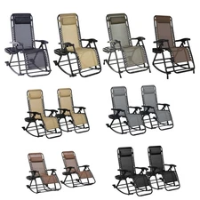 Outsunny Zero Gravity Reclining Rocker, Folding, Pillow, Cup Holder