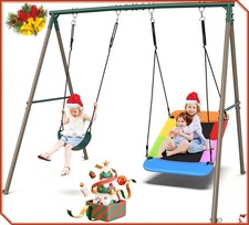 440lb Metal Swing Set with 45" Platform Swing Belt Swing for Kids Adult Backyard