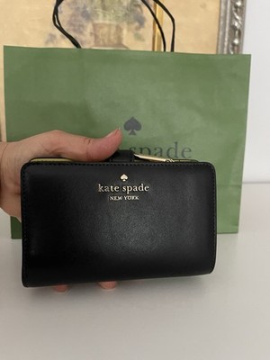 NWT KATE SPADE Madison Smooth Leather Compact Bifold Wallet  In Black KM624