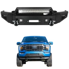 Steel Front Bumper W /Winch Plate & LED Light Assembly For 2021 -2023 Ford F150