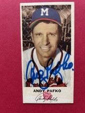 1954 Johnston Cookie #48 Milwaukee Braves Andy Pafko Autographed Signed Card