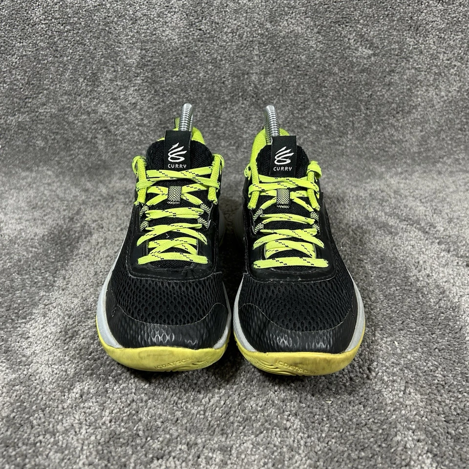 Under Armour Curry GS 3Z6 Youth Size 4Y Black Lime Green Basketball Shoes Used - Image 3 of 4