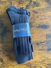 NWT NAUTICA 3 pairs sock MEN size 8-12 Black NEW