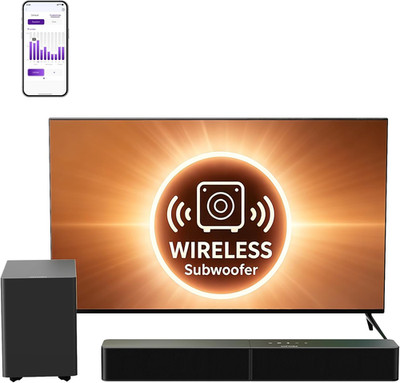 Sound Bar with Wireless Subwoofer, 240W Peak Power, Voicemx & Bassmx, App Contro