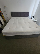 Super Kingsize Bed 2 Drawers Storage Grey, Headrest, Moving Sale Collection