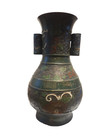 Asian Vase Antique Bronze/Brass Enamel Paint 12 In Tall — photo 3
