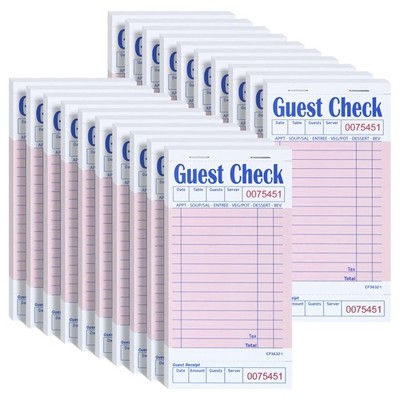 Guest Check Books 3.5'' x 6.75'', 1000 Sheets Pink Server Note Pads and Waitres...