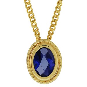 Authentic 7X5MM Iolite Checkerboard 18K Yellow Gold Plated Silver Pendant 18"