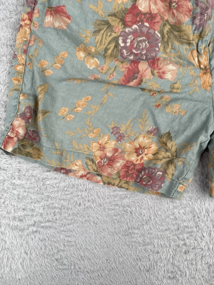 Lauren Ralph Lauren Shorts Women 12P Blue Floral 90s Linen Bermuda Pleated 30x5 - Imagem 3 de 4