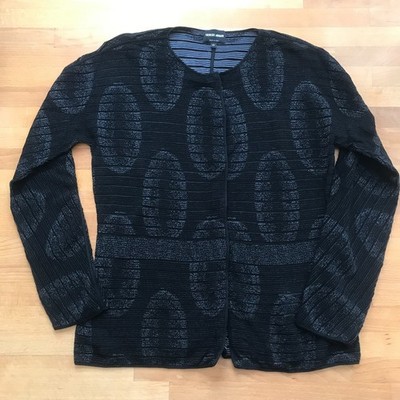 Giorgio Armani Black Textured Cardigan Snap Button Size EU 44