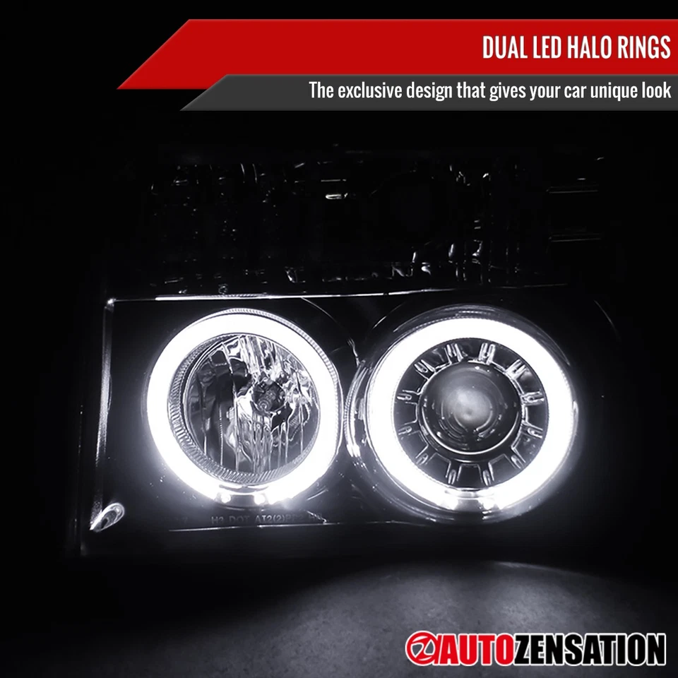 Fit 1992-1996 Ford F150 F250 Bronco Black Smoke LED Halo Projector Headlights Foto 4 de 4