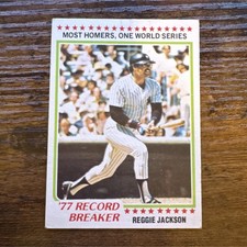 Topps 1978 Record Breaker Reggie Jackson #7 New York Yankees Baseball Card