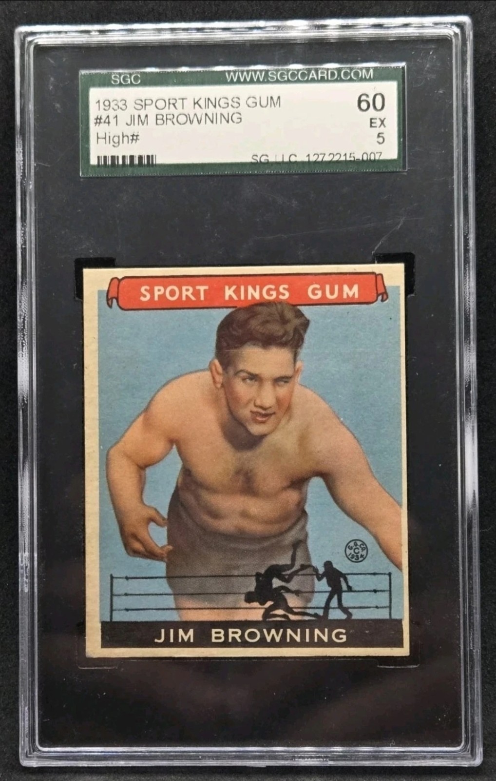 1933 Goudey Sport Kings Jim Browning Wrestling High Number #41 Graded SGC 5 EX