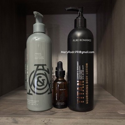 Pure Romance Men's Bundle Body Lotions, Beard Oil, With Pheromones