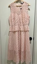 Jayson Brunsdon Black Label Pink Lace Peplum Party Cocktail Formal Dress. Sz 14