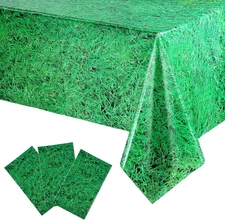 3 Pcs Plastic Grass Table Cloth for Parties, 54"X108" Green Grass Table Cloth fo