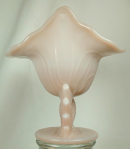 PINK OPALESCENT GLASS FOOTED COMPOTE BOWL WITH BIRD - Picture 4 of 6