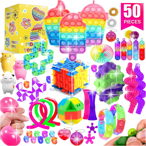 50-Pack Fidget Toys: Sensory Set for Stress, Prizes, Gifts, Party Favors & Anxi