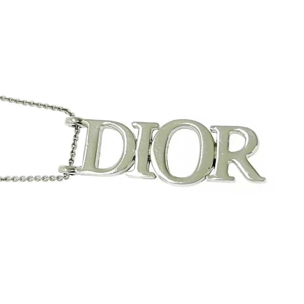 Collana Christian Dior metallo logo DIOR da donna argento 407826 collana