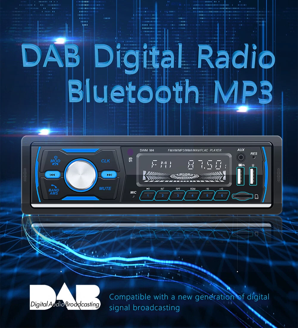 DAB+ Single 1DIN Car Radio Stereo Audio Bluetooth FM MP3 MP4 Player 2 USB  SD AUX