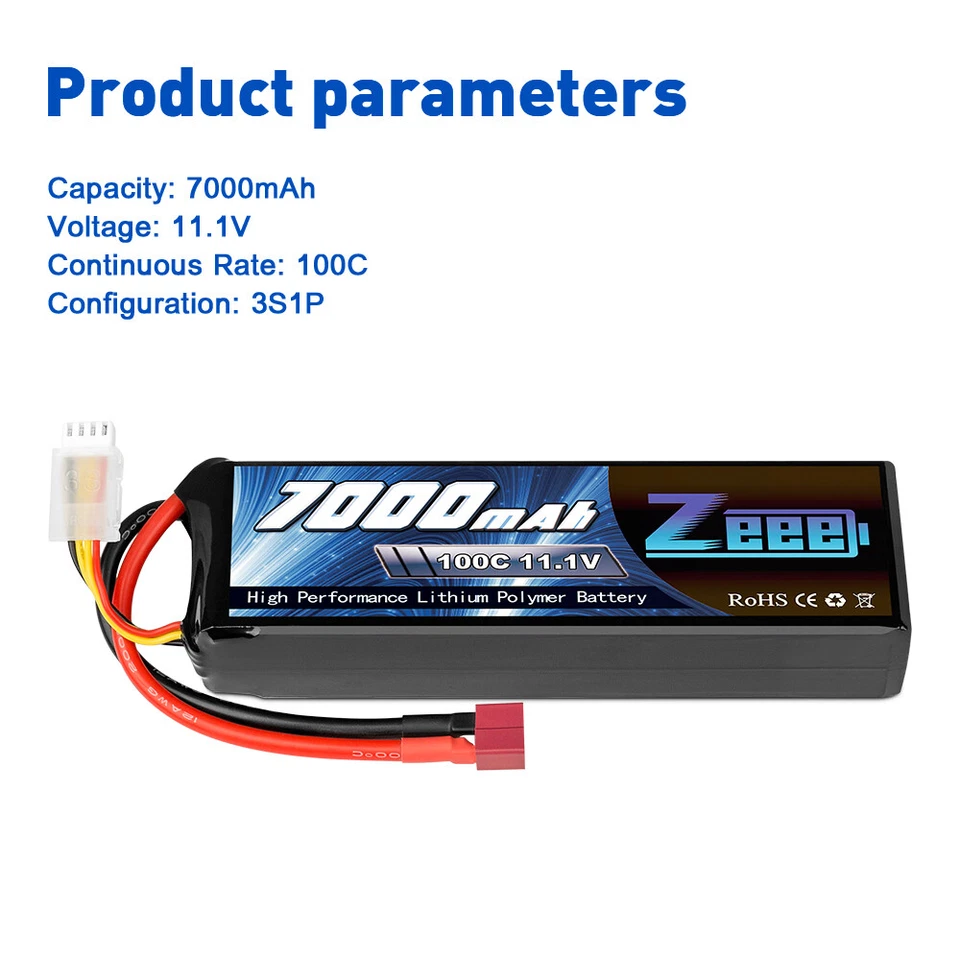 Zeee 3S Lipo Akku Batterie Deans 11,1V 7000mAh 100C für RC Auto Flugzeug Boat - Bild 3 von 4