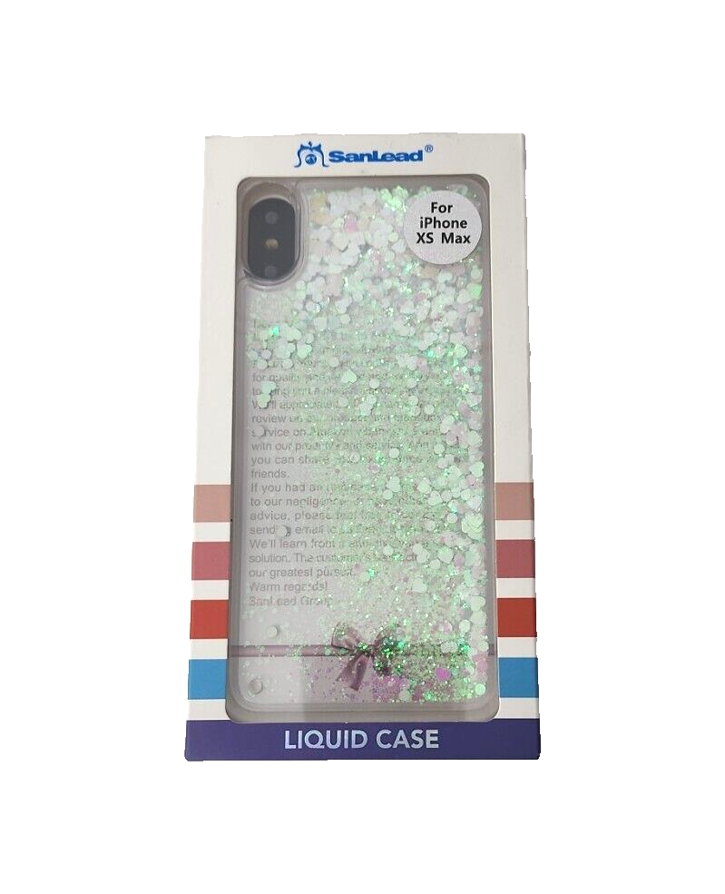 SanLead Liquid Glitter Hearts Pink Clear Case for IPhone XS Max