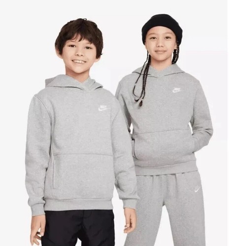 Nike Sportswear Club Fleece Grey Hoodie Kids Sizes FD3000-063 (Kids Large) - Picture 2 of 3