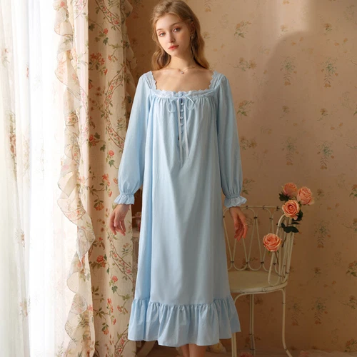 Damen Baumwolle Nachthemd Kurzarm eckiger Ausschnitt Pyjama Schlafkleid - Bild 34 von 34