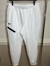 Under Armour UA Unstoppable Fleece Joggers White Black 1379808-100 Men Sz XL NWT