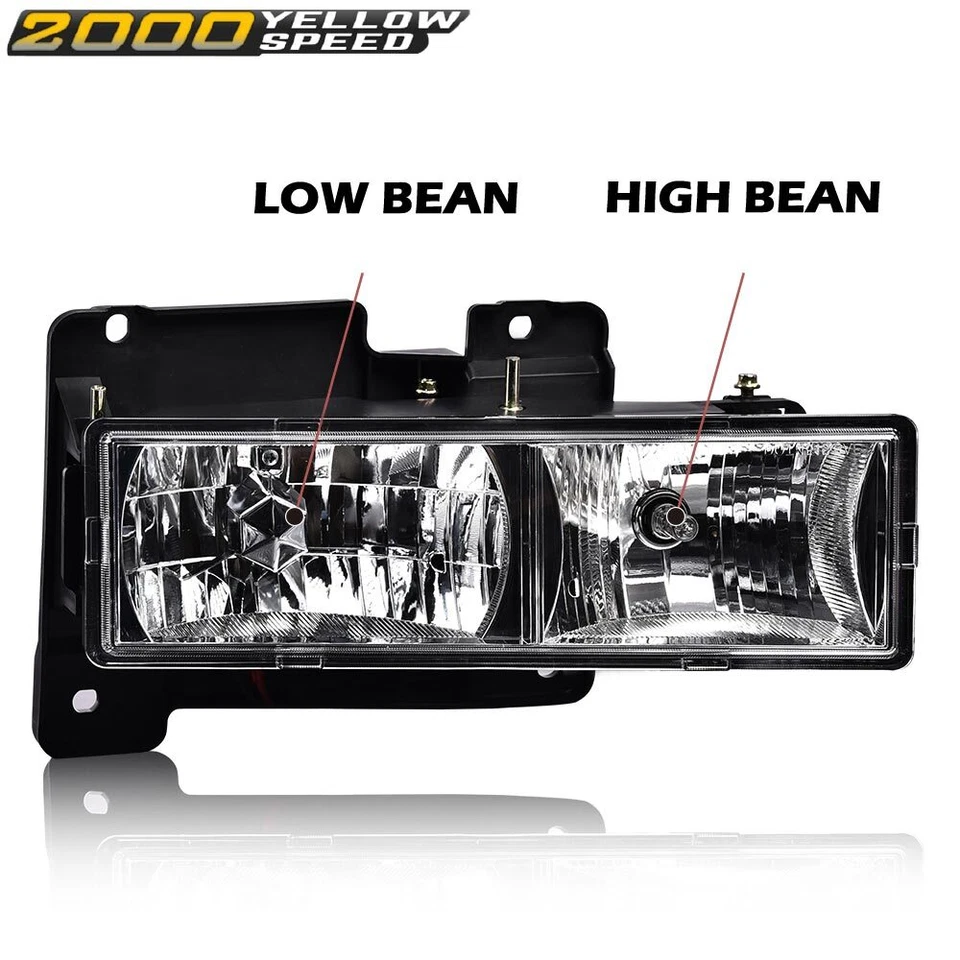 Fit For 1988-1998 Chevy/GMC C10 C/K Pickup Headlights Headlamps Set W/Bulbs Foto 2 de 4