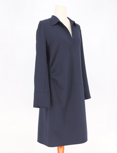 NWT VINCE $425 Ruched Rugby Dress Polo Collar in Navy Coastal Blue Size 10 - Picture 2 of 10