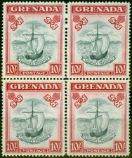 Grenada 1947 10s Steel Blue & Bright Carmine SG163F V.F MNH Block of 4
