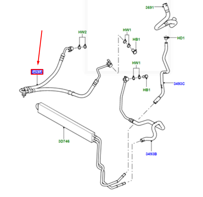 LAND ROVER RANGE ROVER III L322 Power Steering Hose LHD QEP501810 NEW